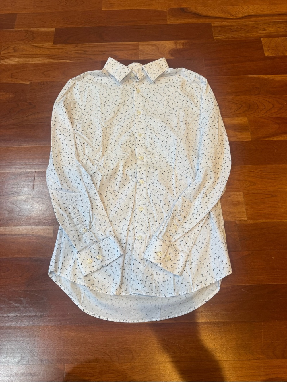 Express White Button-Up Dress Shirt with Micro Pattern